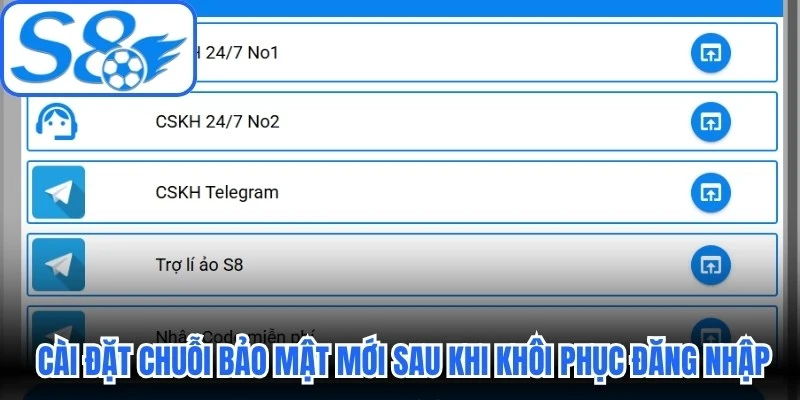 Hội viên cài đặt chuỗi bảo mật mới sau khi khôi phục đăng nhập